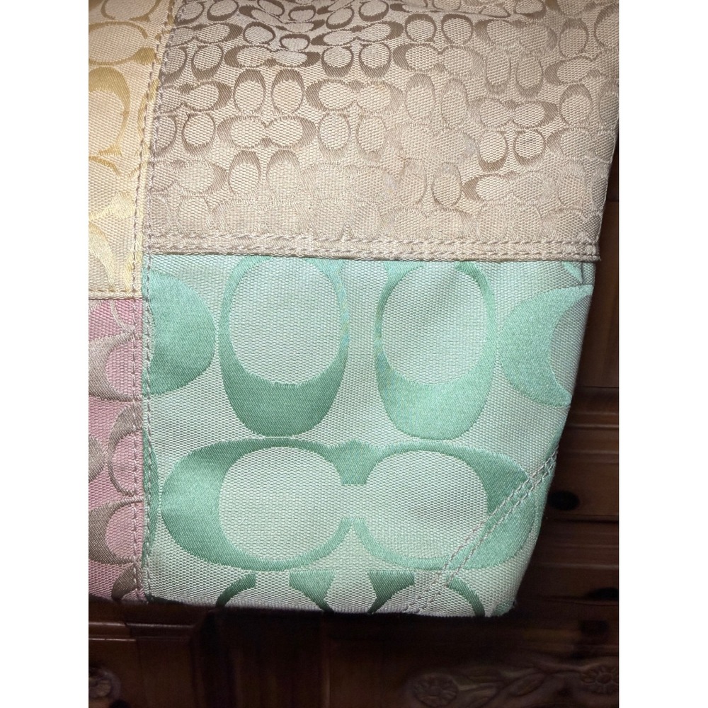 Y2K Coach Signature Patchwork Pastel Hobo Shoulder Bag Yellow Pink Green F14900 - Picture 4 of 16